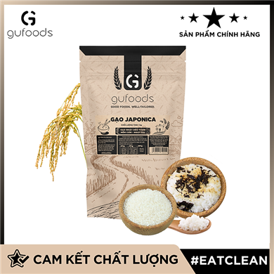 Gạo Japonica hữu cơ GUfoods - Ăn dặm cho bé, Làm sushi, Dẻo ngọt ngon cơm, Nguyên liệu organic